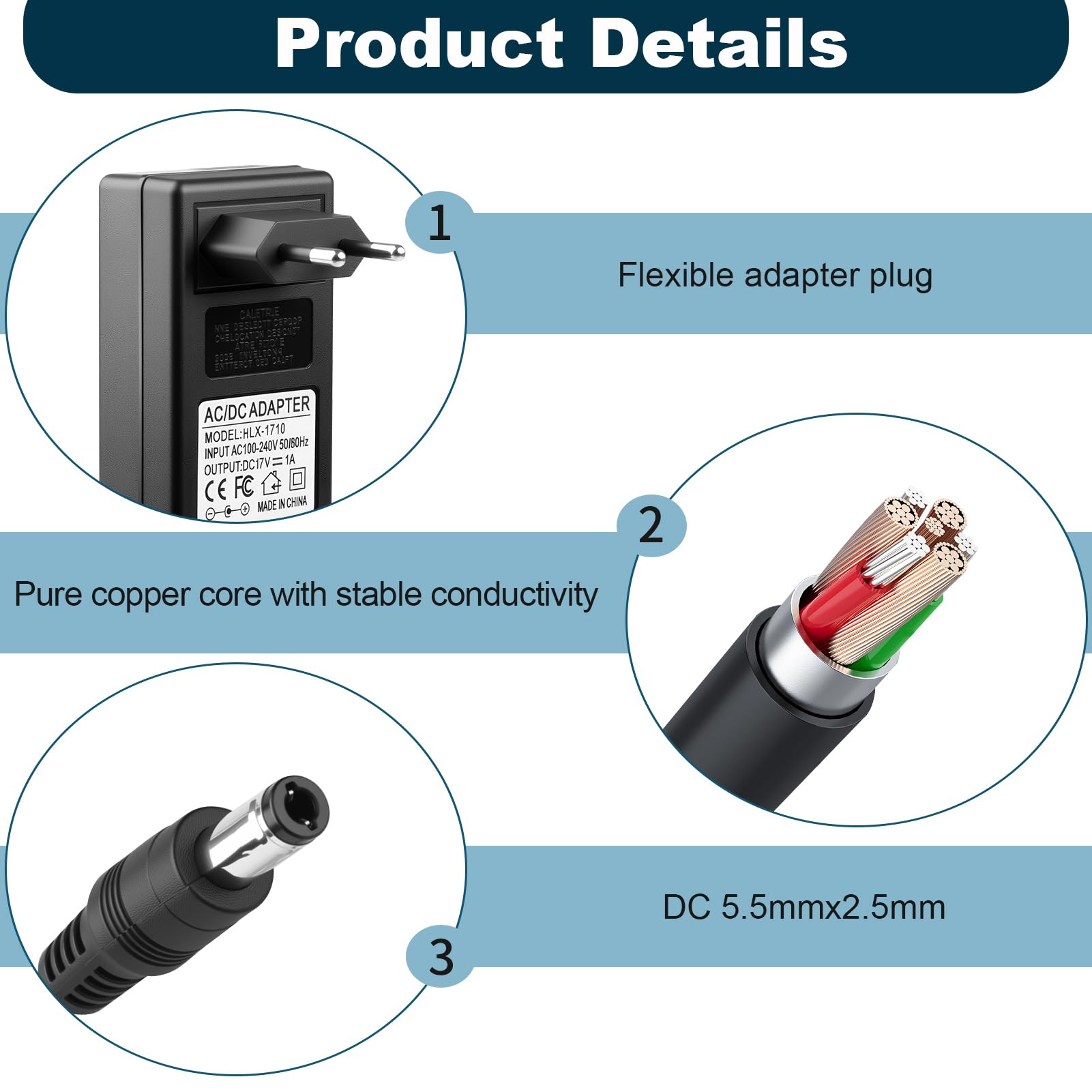 Chargeur Secteur 17V Pour Bose SoundLink I, II, III - Adaptateur Avec Câble 5ft