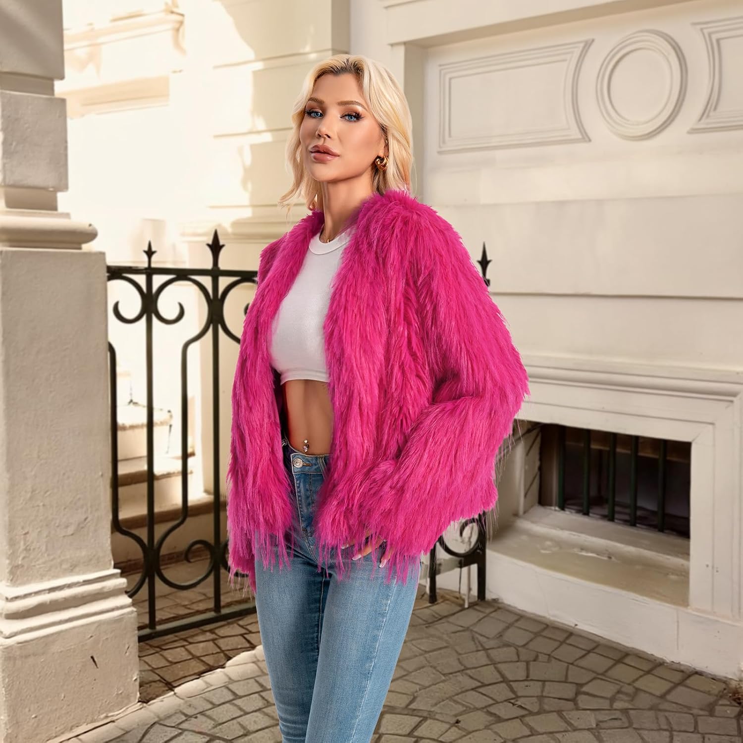 Fur Coats For Women, 2025 Plus Size Mongolian Faux Fuzzy Jacket Fluffy Long Sleeve Winter Coat with Pockets. - Image 2