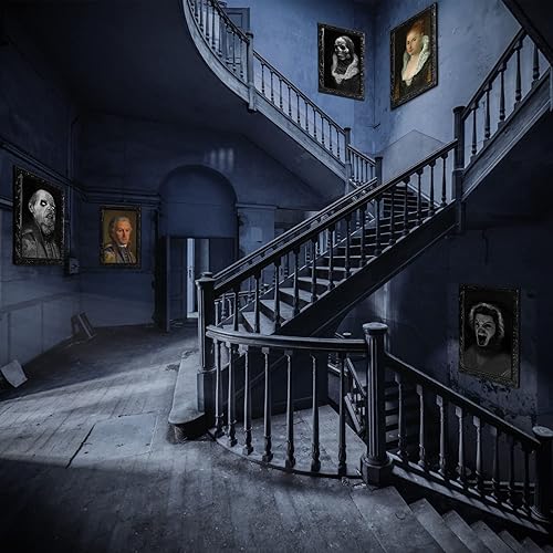 Miniatura 5 de OEDOC Paquete de 4 marcos de fotos de Halloween de 10.2 x 14.5 pulgadas con expresión de rostro cambiante en 3D, para decoración de fiestas de