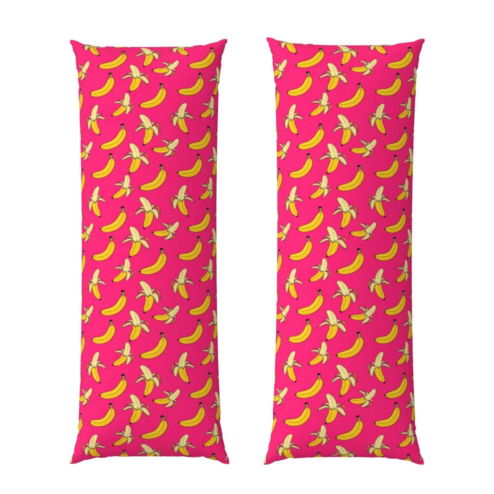 Body Pillow Cover 20x60 Hawaiian Banana Pink, Soft Microfiber Long Pillowcase with Zipper Closure, Breathable Plush Cushion Case for Bed Home Hotel