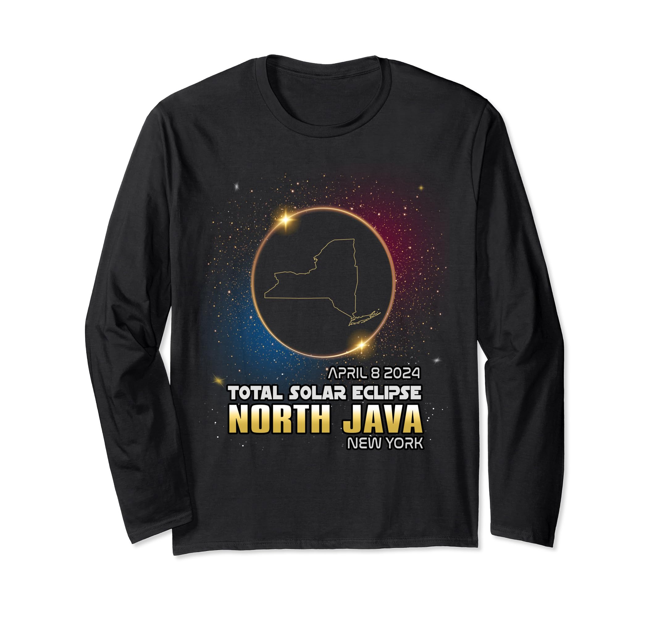 North Java New York Total Solar Eclipse 2024 Long Sleeve T-Shirt