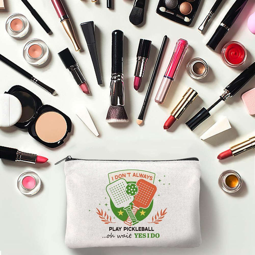 4Pcs Pickleball Gifts Makeup Bags 5.91x9.06 inch Canvas Cosmetic Bags Dink Ball Bags with Zipper Polycotton Travel Toiletry Pouches for Women Party Shopping Home Travel Accessories - Image 4
