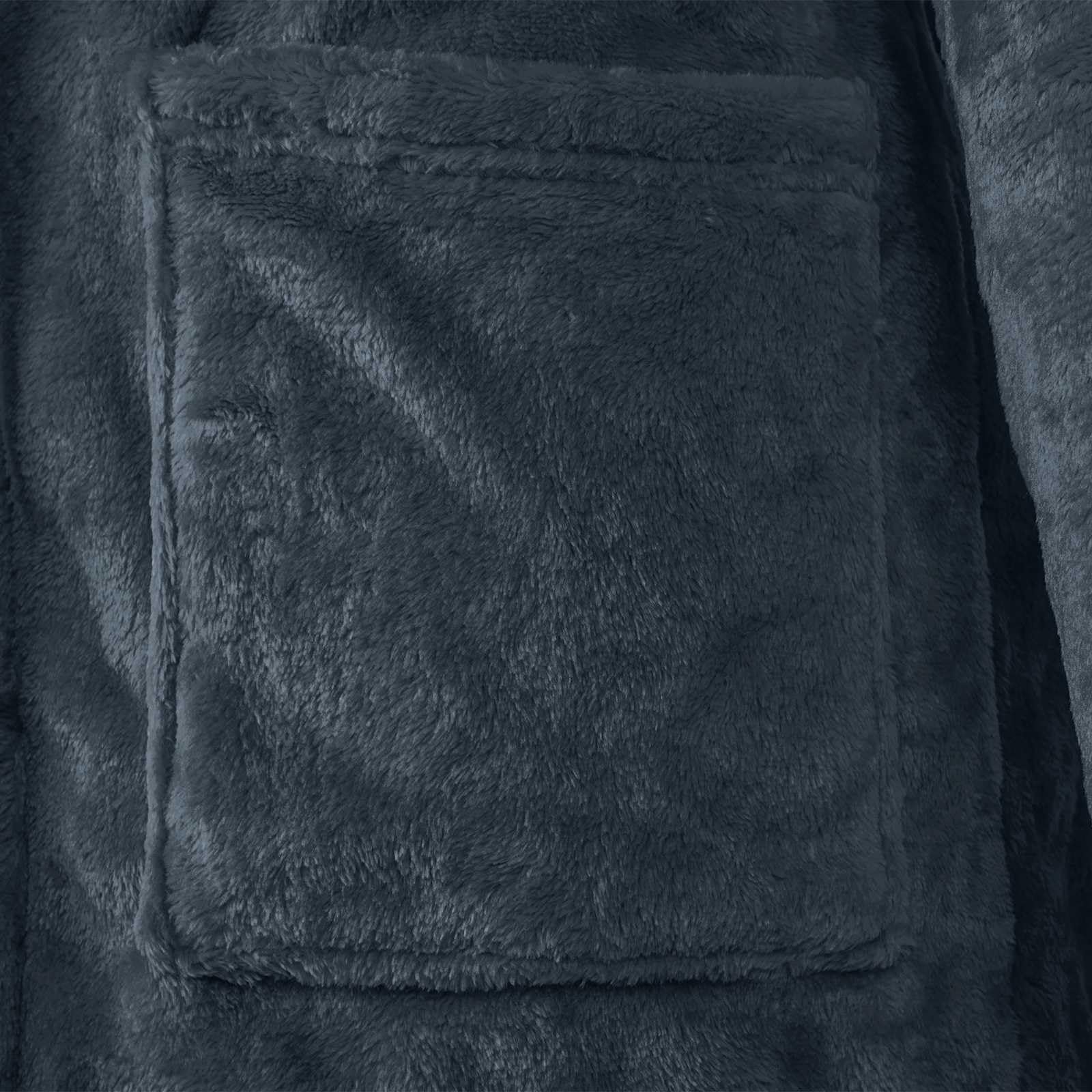 Bademantel Hoodie Marineblau XXXL Flanell bequemer Loungewear Hausanzug mit extra-warmem Kapuze, praktischen Taschen, leichtem Stoff ideal für Entspannung