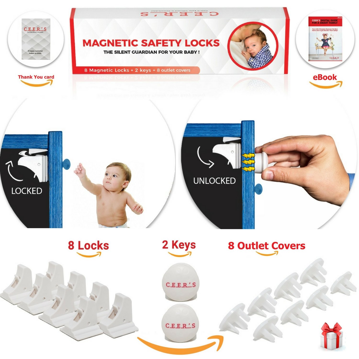 Buy Locks Child Safety 8 Baby Proof Locks and 2 Keys
