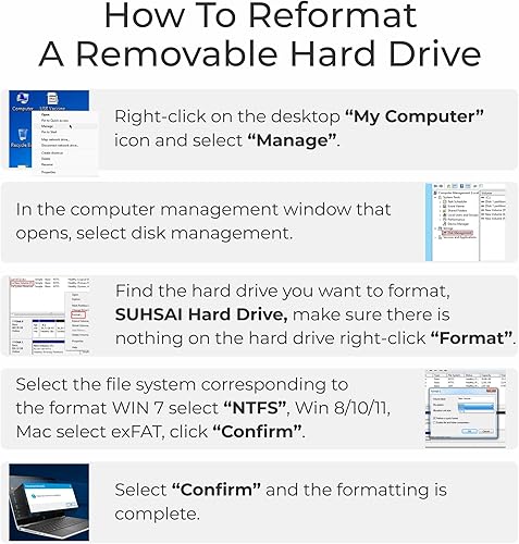 Miniatura 6 de SUHSAI Disco duro externo USB 2.0 de 100 GB, almacenamiento y expansión de memoria de disco duro de respaldo, ultra delgado, disco duro de 2.5