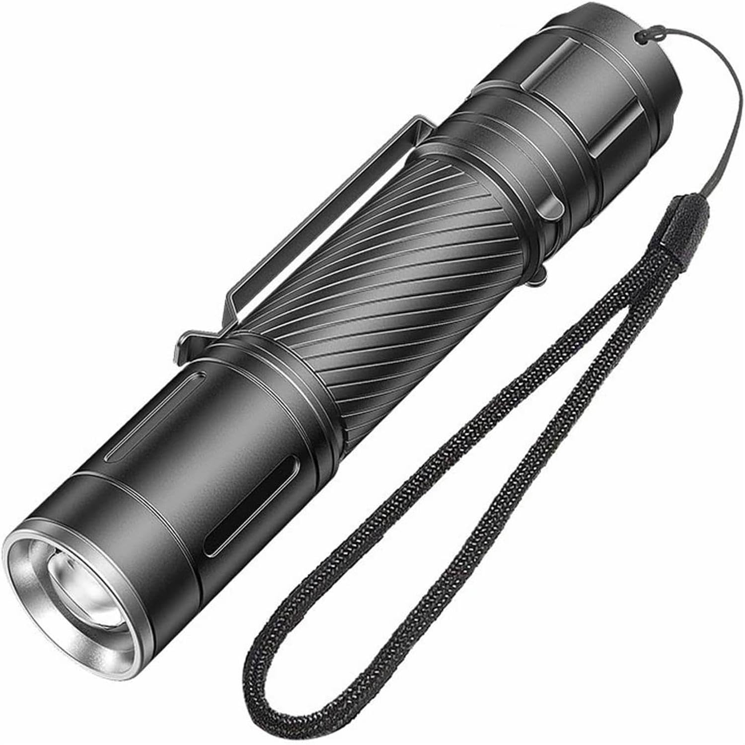 STAYOUNG Portable flashlight - LED Flashlight, 1200 Lumens Tactical Flashlight Rechargeable Torch Light Flashlight 4 Modes Super Bright Torch for Camping, Waterproof, Built-in lithium Battery (Black)