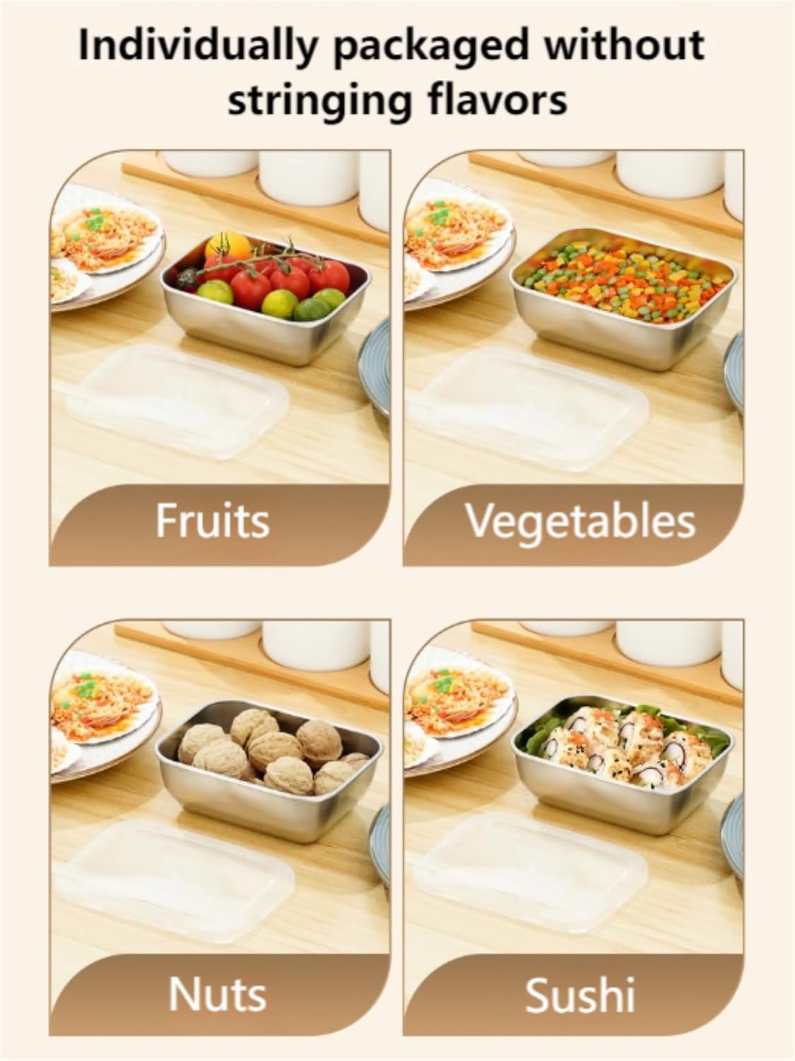 Stainless Steel Storage Containers with Lids, Fruit Storage Containers Lunch Box Stackable Meal Prep Boxes for Kitchen, Pantry, Freezer, Snacks, Leftovers and Daily Use 2026 - view 4