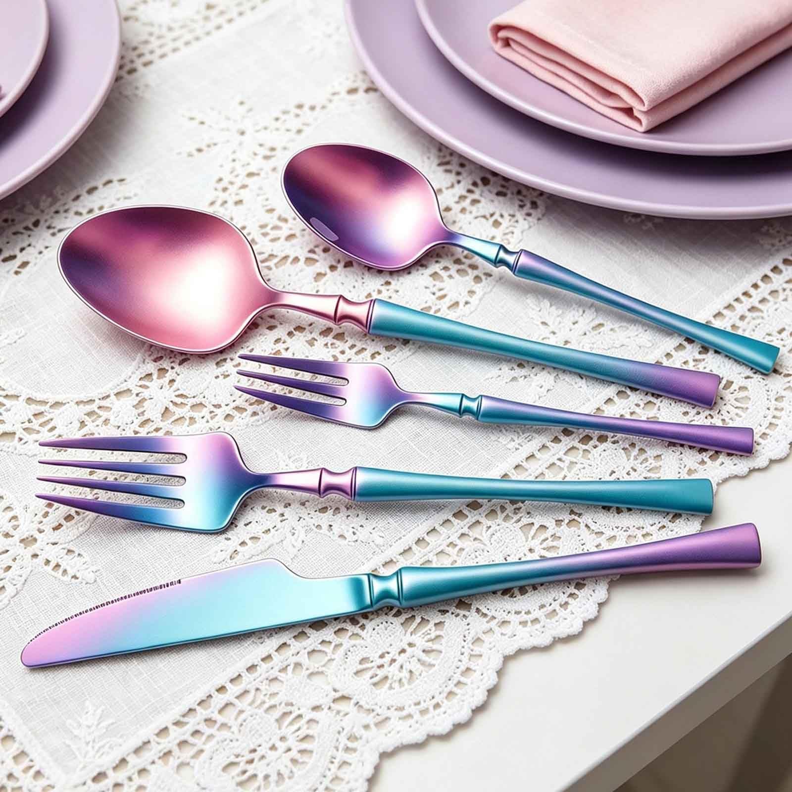 Silverware Set For 6, 30 Piece Flatware Set, Stainless Steel, Dishwasher Safe For Home, Knives Spoons And Forks Set(Rose Gold)