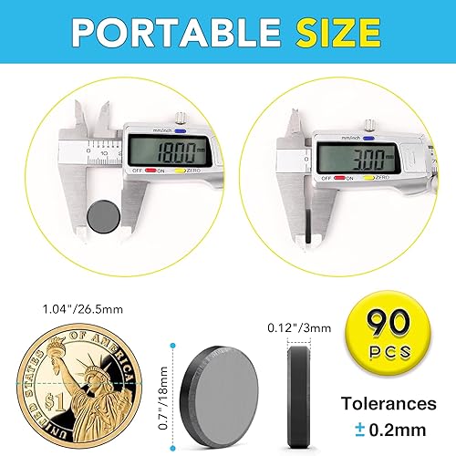 Miniatura 10 de TRYMAG - Imanes para manualidades con respaldo adhesivo, pequeños imanes de cerámica para manualidades, discos redondos, pequeños imanes