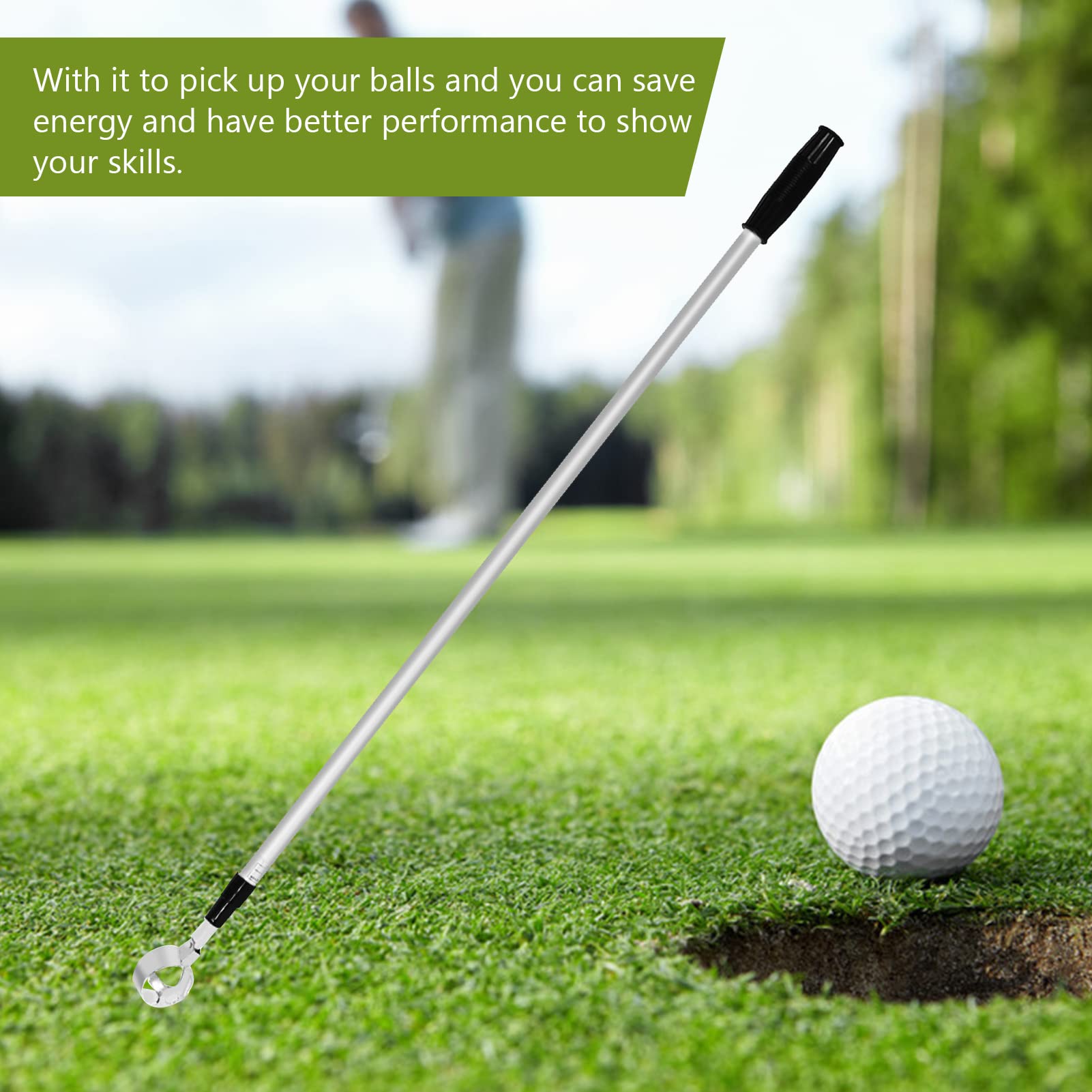 Golf Ball Retriever, Teleskop Golf Angel Pick Up Claw Balls Grabber Aluminiumlegierung Golf Locking Scoop Retriever Golfer Tackle Zubehör(3 Abschnitte)