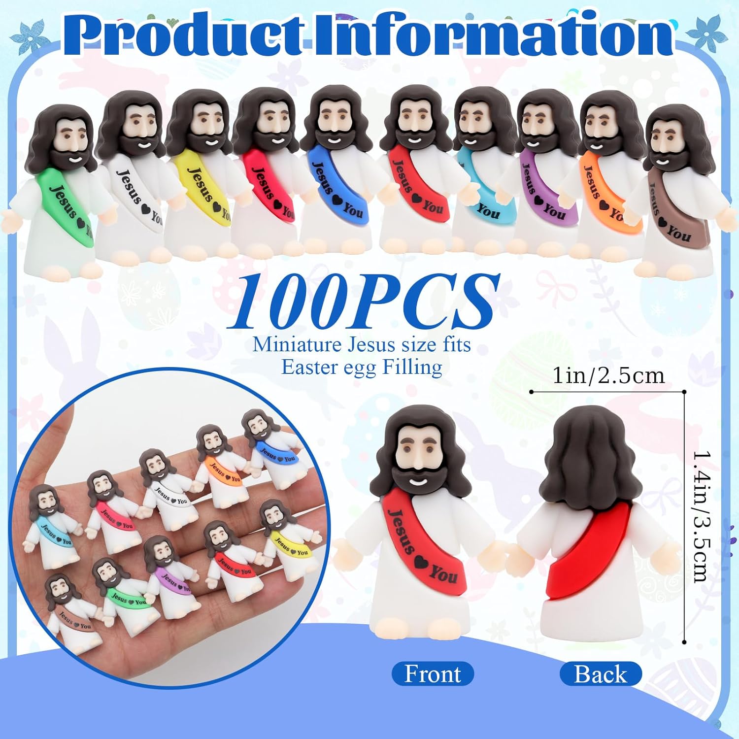 100 Pcs Jesus Love You Mini Figures Baby Jesus Figurines in Bulk Tiny Miniature Religious Figures for Hide and Seek, Sunday School, Religious Party Favors, Baptism Gifts, Easter Egg Stuffers - Image 2