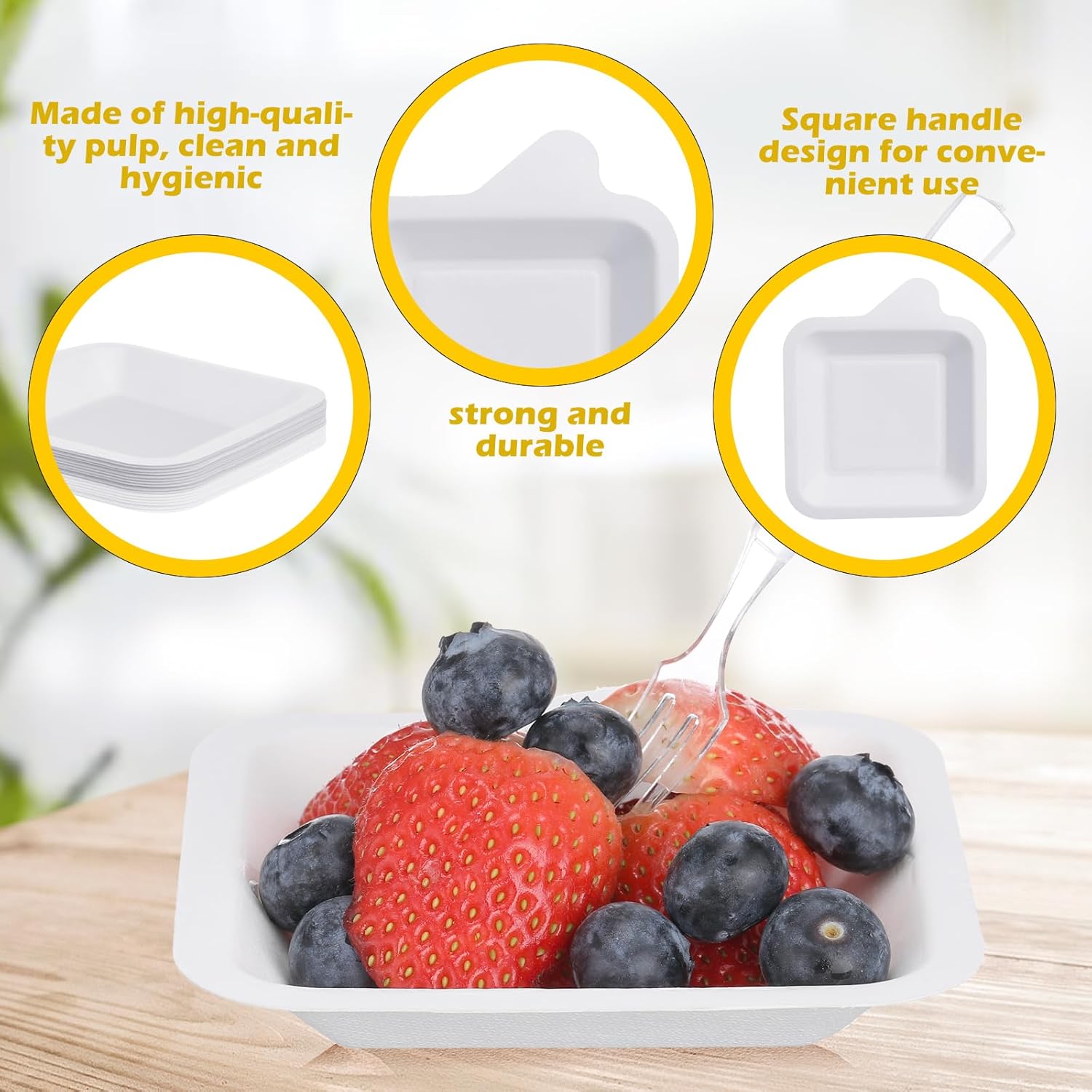 Eaasty 800 Pcs Small Paper Plates with Plastic Forks 4 Inch Disposable Square Dessert Plates and White Clear Fork Set Birthday Party Supplies