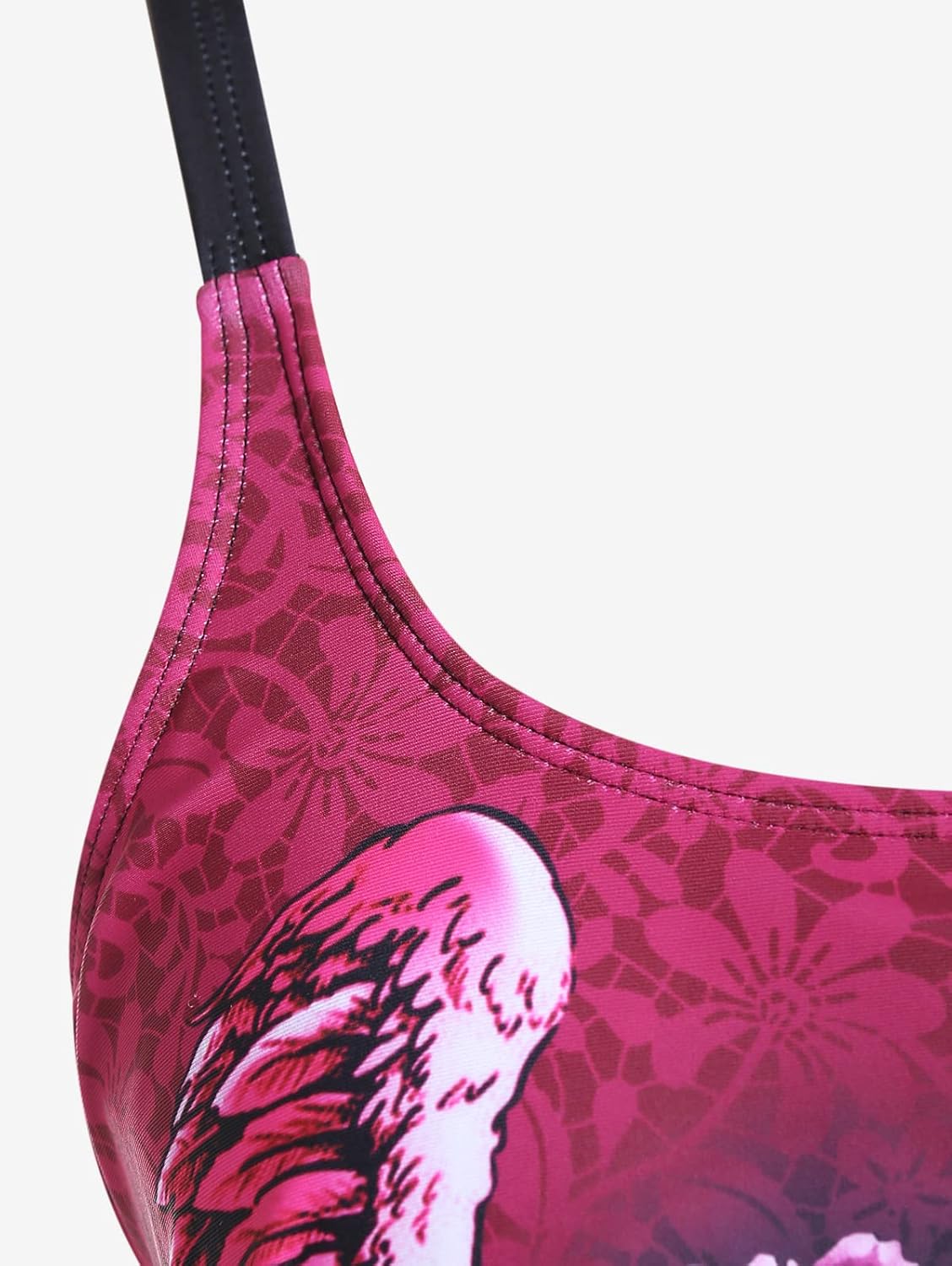 Rosegal Womens Plus Size Skull Rose Wing Print Cinched Boyshorts Tankini Swimsuit Set