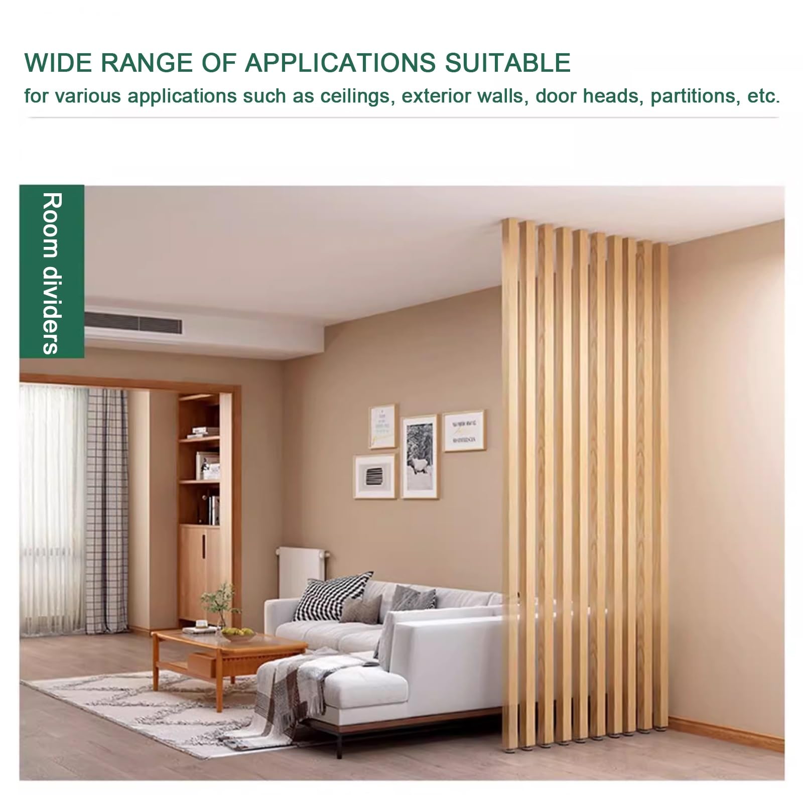 Biombo Separador de Ambientes， Divisor De Ambientes De Listones De Aleación de Aluminio De Piso A Techo， para Escaleras De Pasillo, Panel Divisor De Pared(9root,185cm/72.8in/6.06ft)