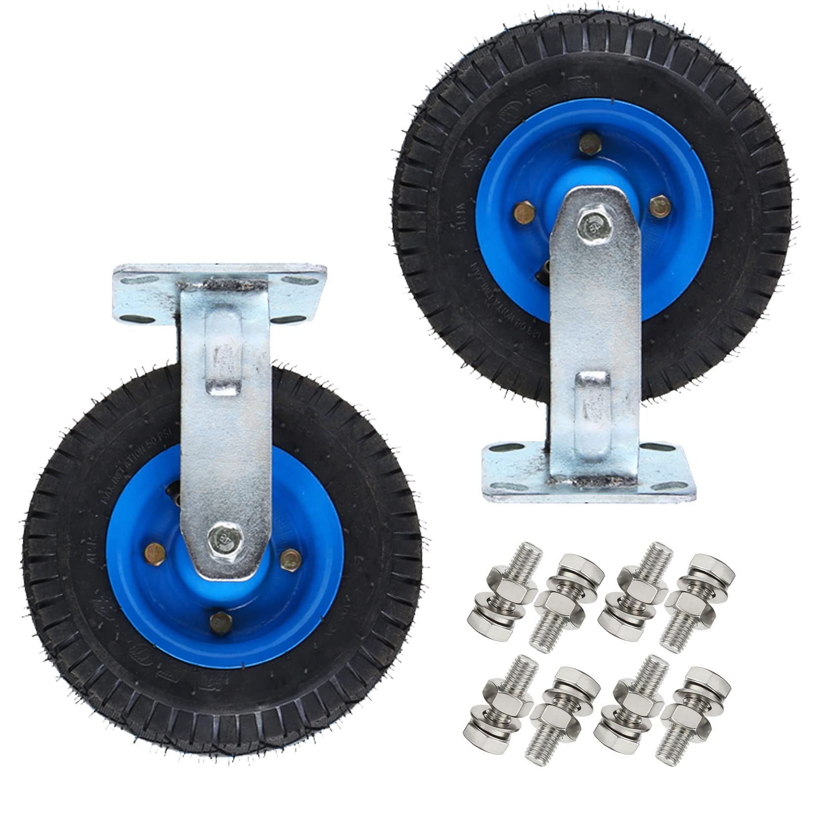 Roulettes industrielles lot de 2 roues de manutention pneumatiques robustes charge lourde 440 lb