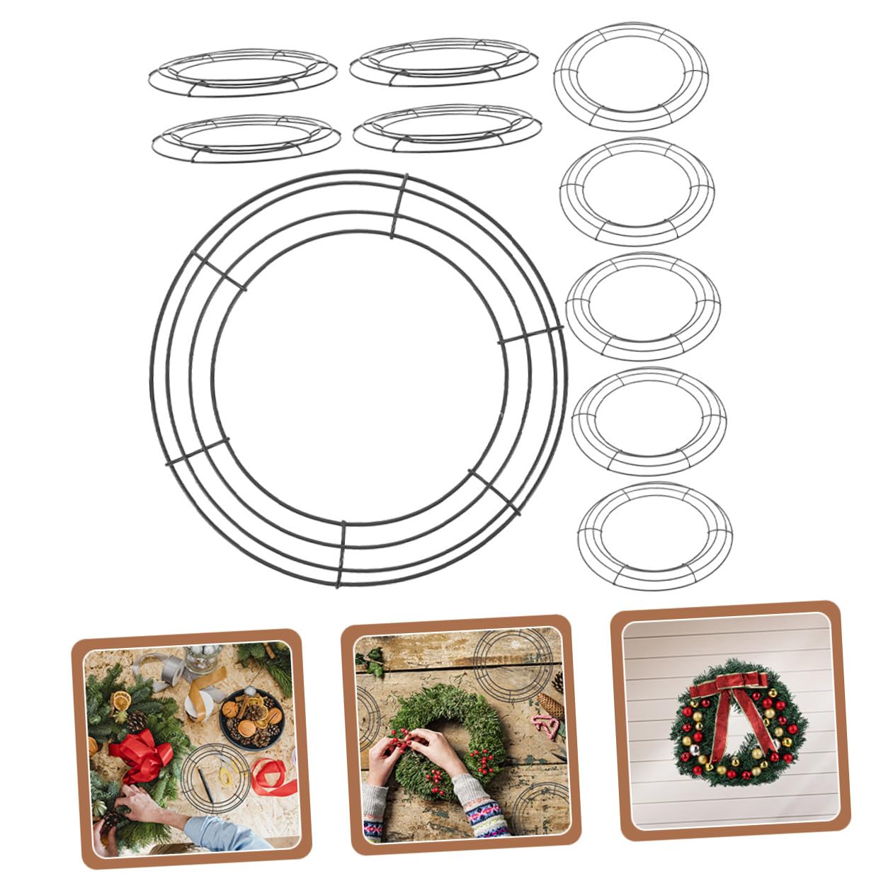 DECHOUS Runde Metall Kranzringe 12 Zoll 10 Stück Stabile Selbstgemacht Kranzrahmen aus Eisen für Weihnachts Hochzeits und Wanddekoration