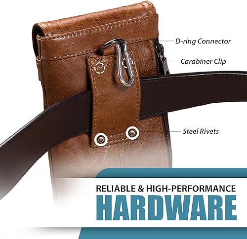 Miniatura 5 de Hengwin Funda de piel auténtica 2 en 1 compatible con iPhone 14 Pro Max iPhone 13 Pro Max, funda para teléfono celular con clip para cinturón +