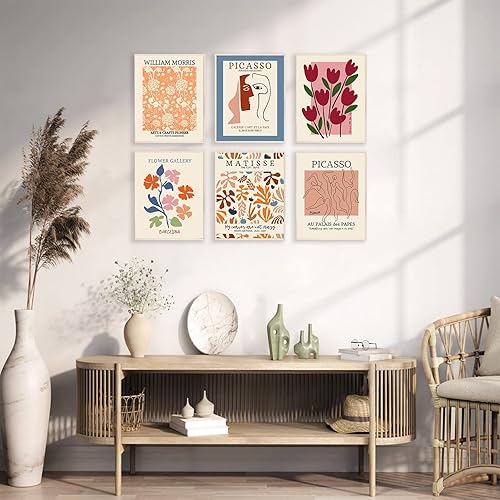 Miniatura 5 de Juego de 6 pósteres de mercado de flores, impresiones abstractas de arte de pared de mercado de flores, juego de póster de exposición, impresión