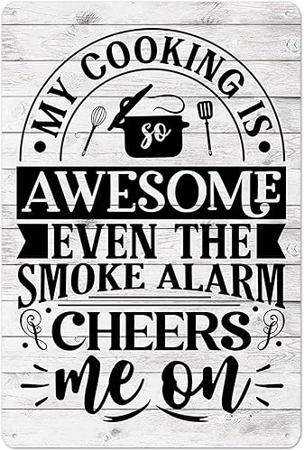 Letreros divertidos de cocina para decoración de pared, reglas de cocina, letrero de lata de metal, imágenes retro de cocina con texto en inglés My