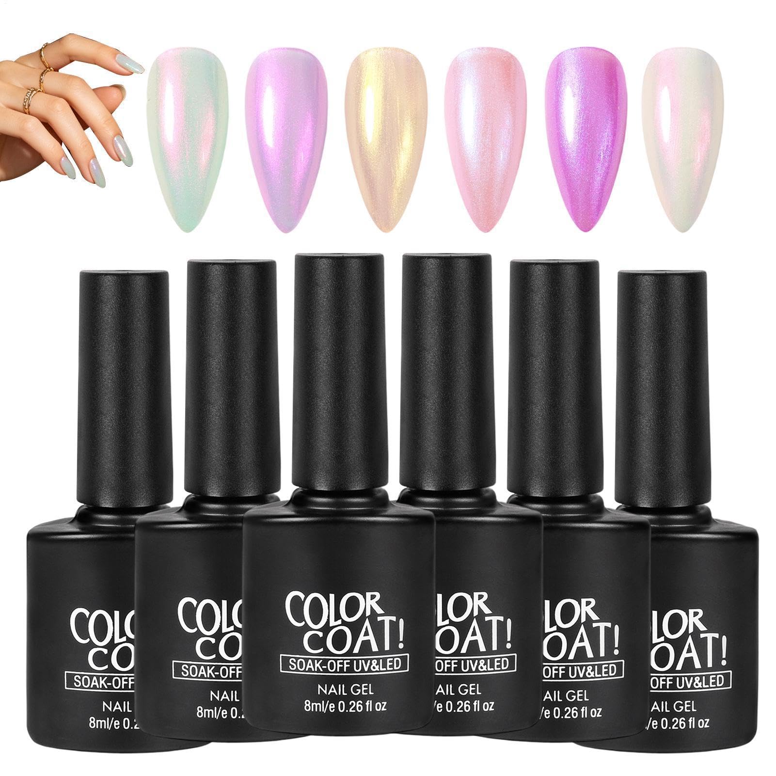 Esmalte de uñas en gel perla con 6 colores de larga duración 8