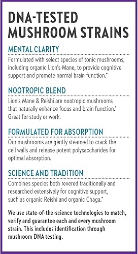 Miniatura 8 de New Chapter Mane de león + hongo Reishi, fuerza mental LifeShield para claridad mental con hongo Reishi orgánico + vegano + ingredientes nootrópicos