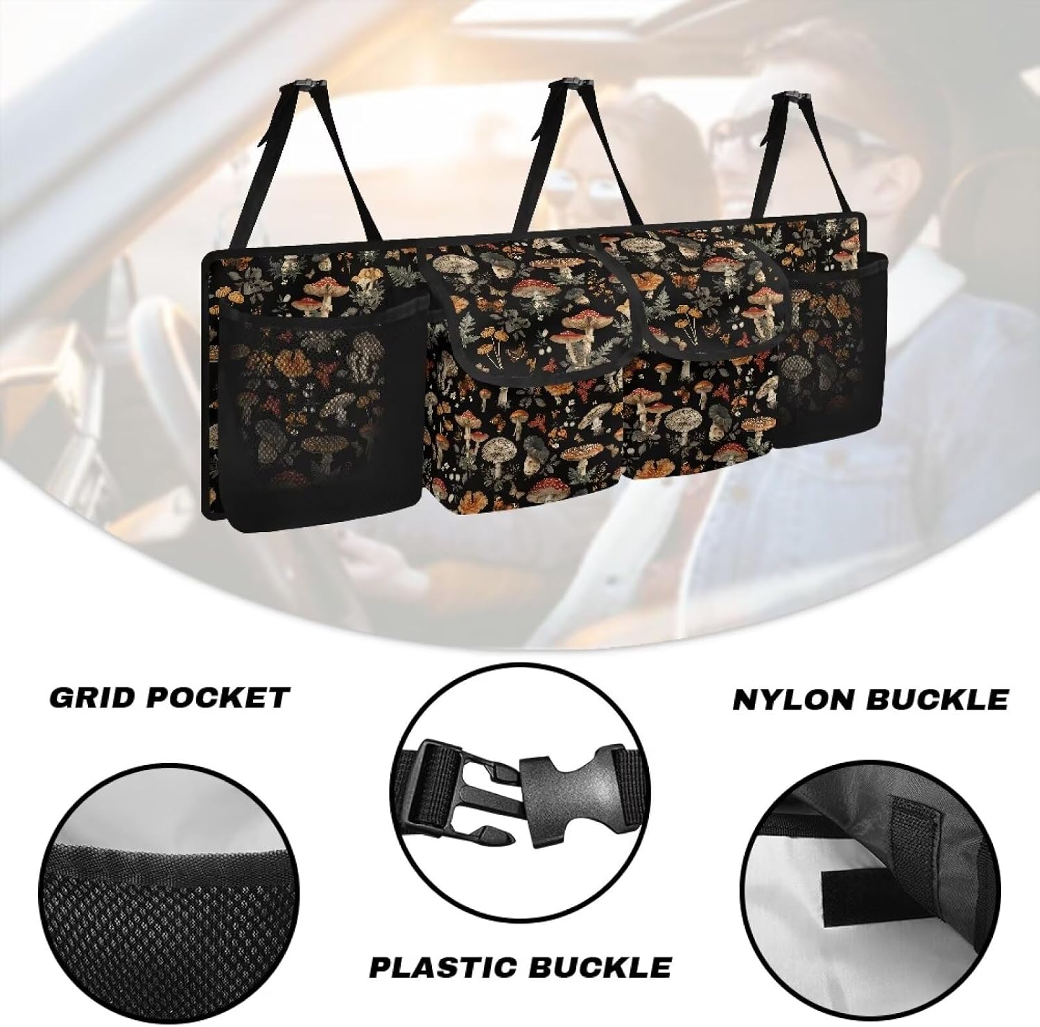 Mushroom Car Trunk Organizer,Large Capacity Car Storage Organizer,Hanging Foldable Car Organizers and Storage Car Interior Accessories
