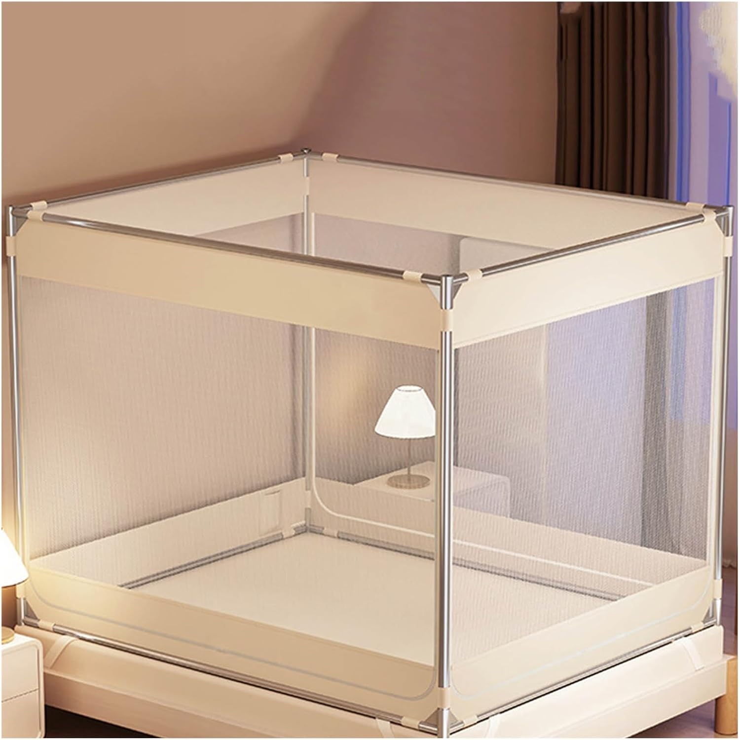 Square Mosquito net, Four-Post Mosquito net, Bedroom Canopy Bed Mosquito net, Mosquito net with dustproof top, Mosquito net Bed for Double Bed Single Bed(White,2.0m)