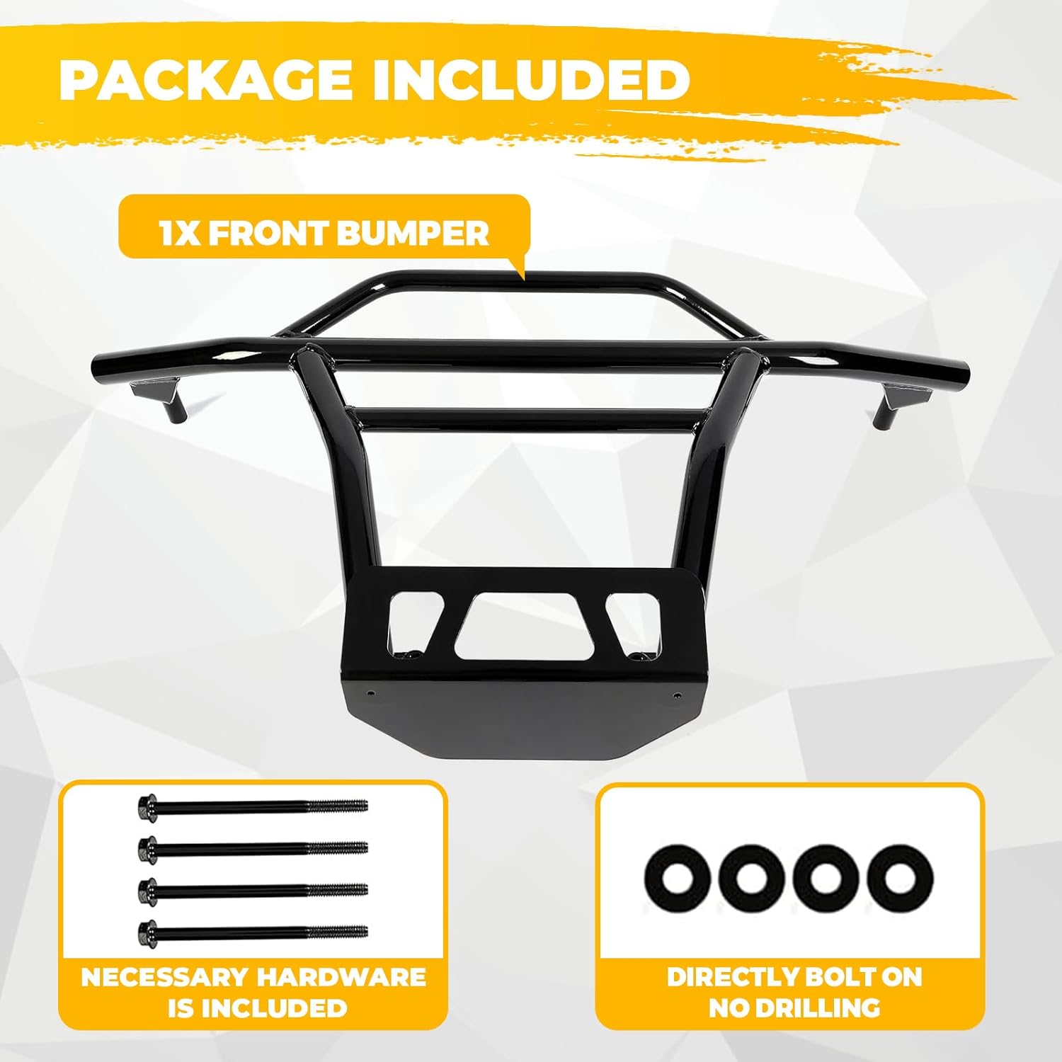 KUAFU Front Bumper Brush Guard Compatible with 2009-2020 Polaris RZR 170 Replacement for 2877813 Powder Coated Black Steel