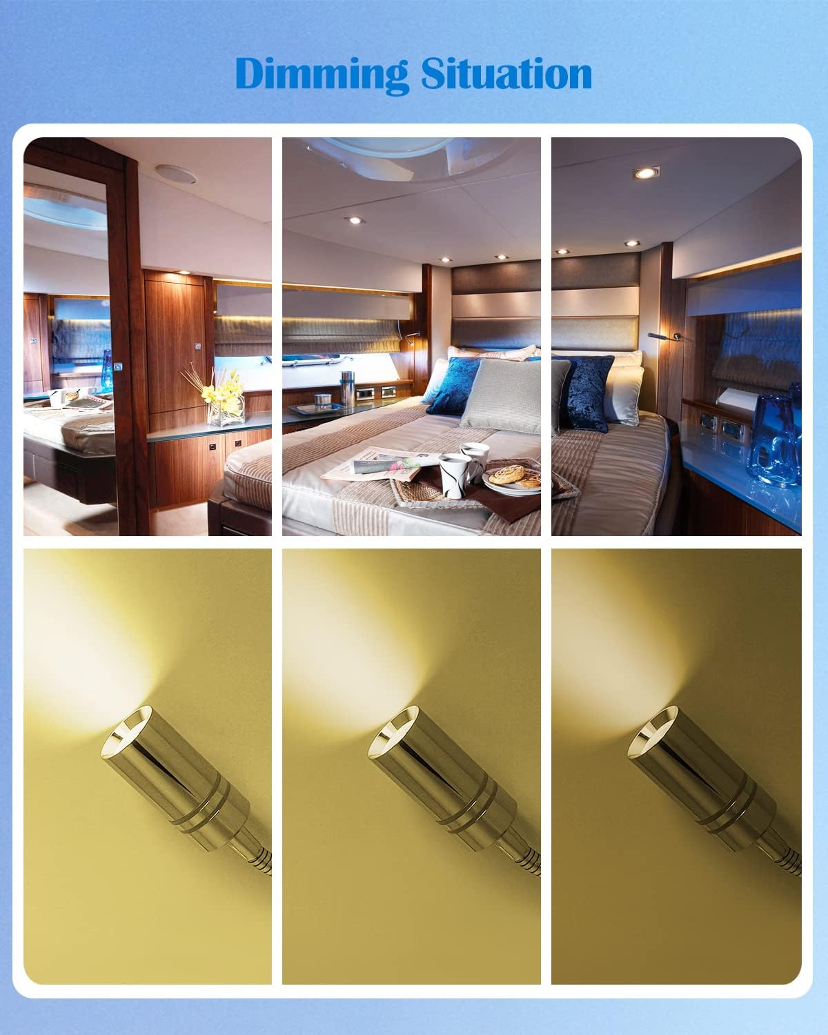 THALASSA 12V Short Gooseneck Light With 5V USB Port - Boat Reading Lamp Adjustable Warm White Spotlight with Dimmable Touch Switch Designed for RV, Caravans, Boats, Motor Homes Inside as Bedside Light