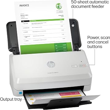 HP ScanJet Pro 2000 s2, Fast 2Sided Scanner with Auto Document Feeder, Best for Small Business (6FW06A)