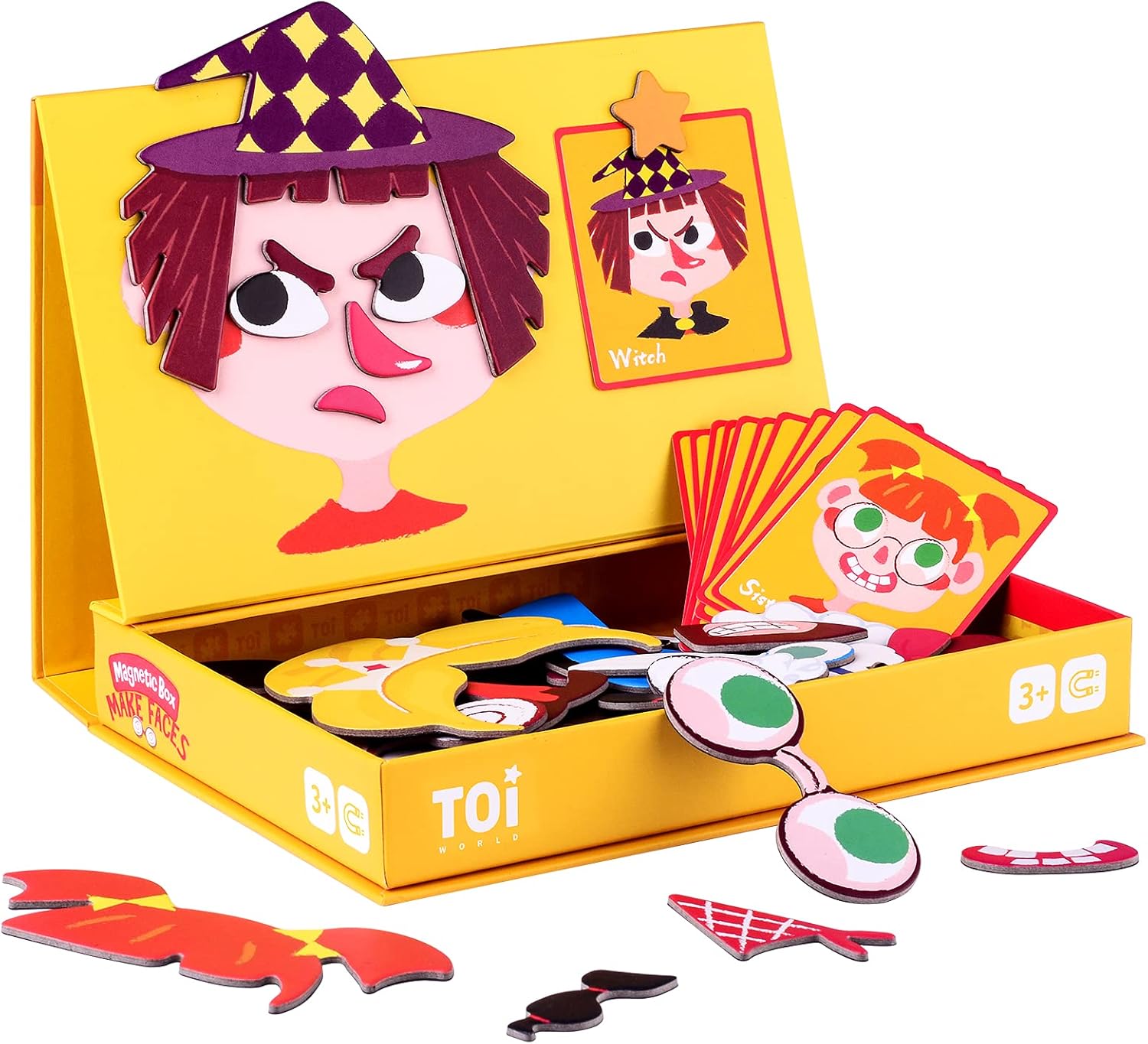 Toi Kids Magnet Toys Magnetic Jigsaw Puzzle Boxes with Game Board for Kids Ages 3-8, Preschool Tabletop Toy for Toddlers, Portable Travel Game, Make Face