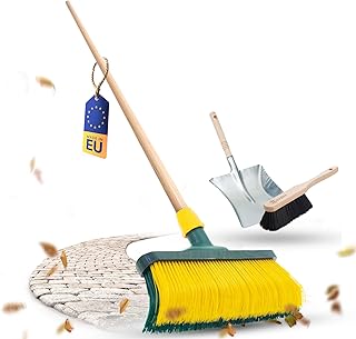 Novaliv Escoba para garras con mango de madera, 30 cm, recogedor de mano, cerdas de plástico, color negro, recogedor galvanizado