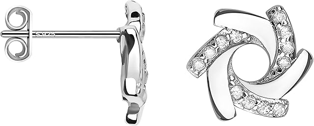 SOFIA MILANI - Women's Earrings 925 Silver - with Zirconia Stones - Spiral Stud Earrings - 20562