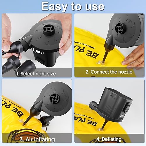 Miniatura 8 de OBEST Bomba de aire eléctrica alimentada por batería, infladordeflator portátil para campamento al aire libre, colchón de aire, flotadores de