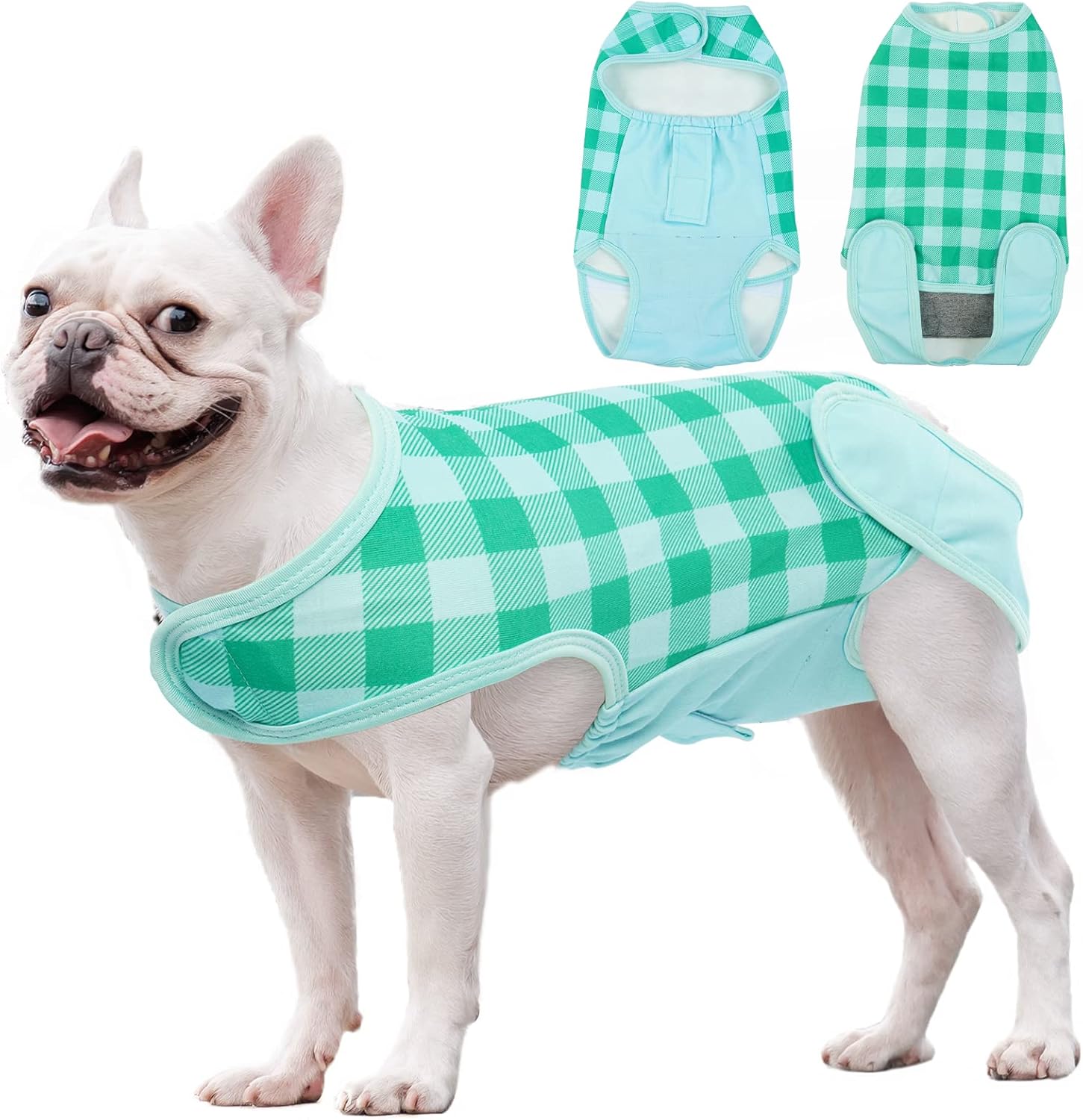 Plaid Dog Recovery Suit, Pet Surgical Recovery Shirt for