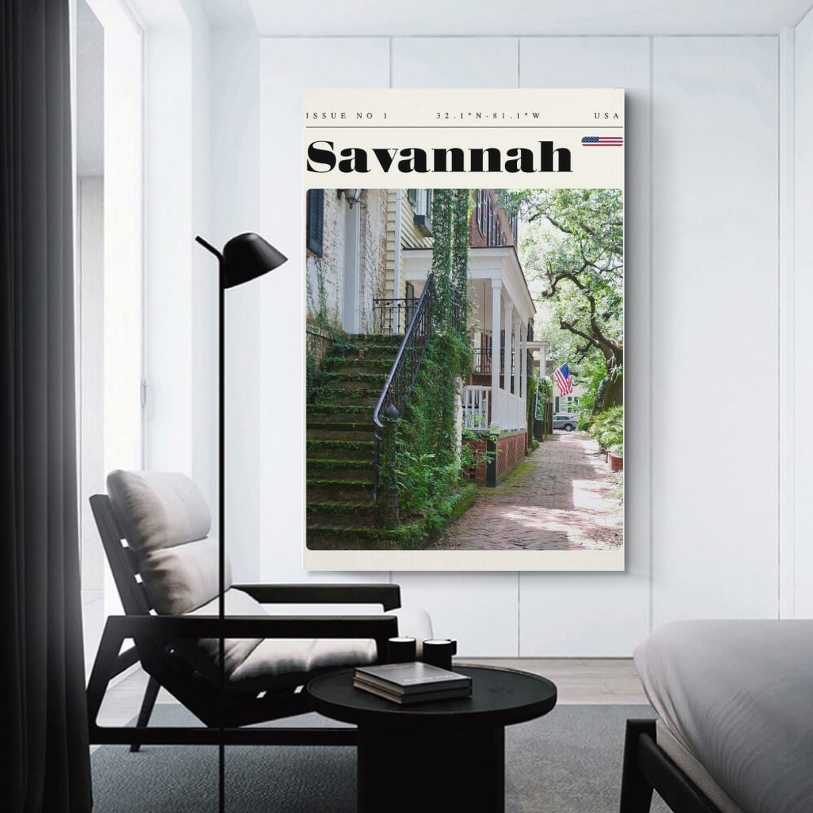 Junmoney Savannah Georgia Travel Art Hanging Wall Art, 24x36inch(60x90cm), for Home Walls, Creative Rooms Or Shared Spaces, A Flexible Wall Accent for Shared Spaces