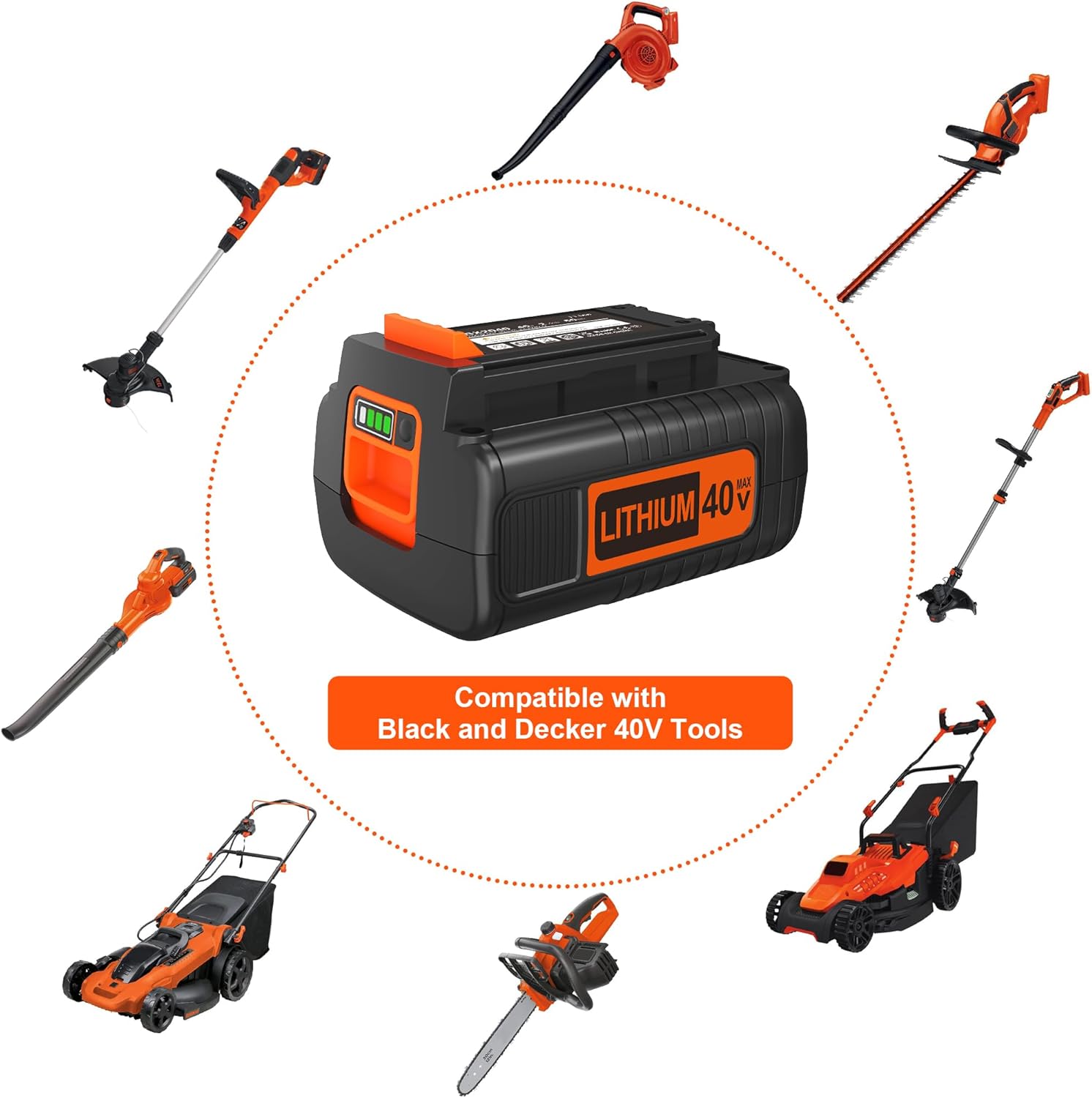 40 Volt MAX 2.0Ah Lithium Battery Replacement for Black and Decker 40V Battery,Compatible with All Power 40V Black and Decker Power+ Tools - Image 6