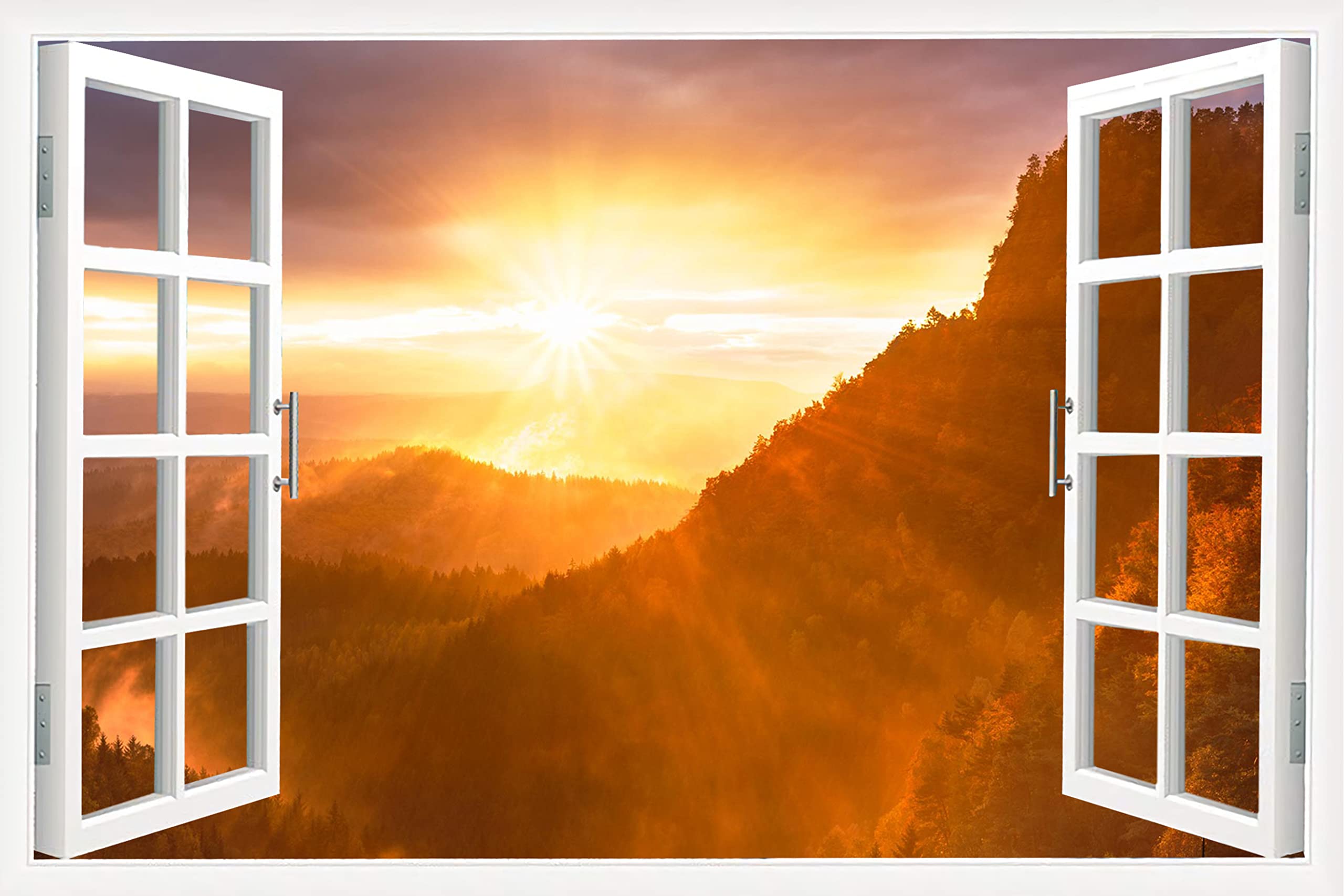 TISHIRON Wall Decorations Sunflower 3D Window View for Living Room Painting Pictures Print On Canvas Wall Art Wooden Frame Ready to Hang (36X24in) — view 58