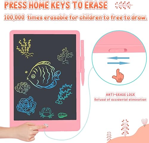 Miniatura 6 de Tableta de escritura LCD para niños, almohadilla de dibujo para niños pequeños de 10 pulgadas, juguete de aprendizaje borrable para niños y niñas,