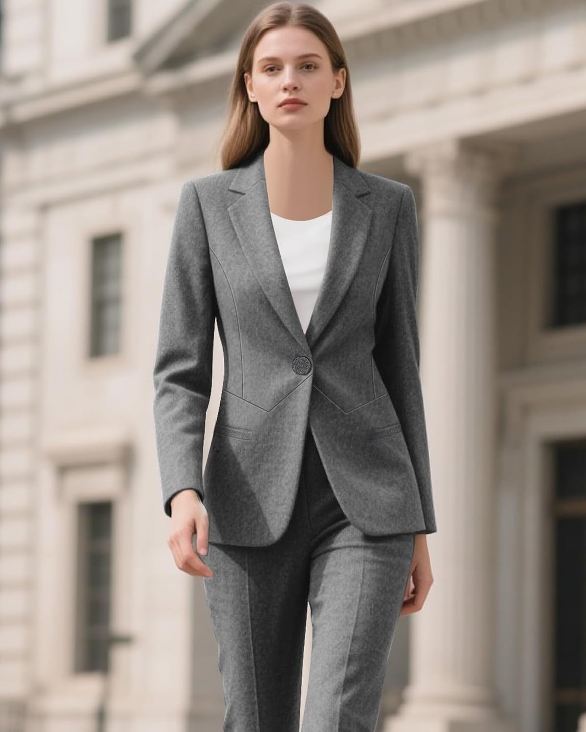 Women's Business Suits for Work Professional 2 Piece Sets Pants Suits Slim Fit Casual Outfits Tuxedo for Office - Image 7