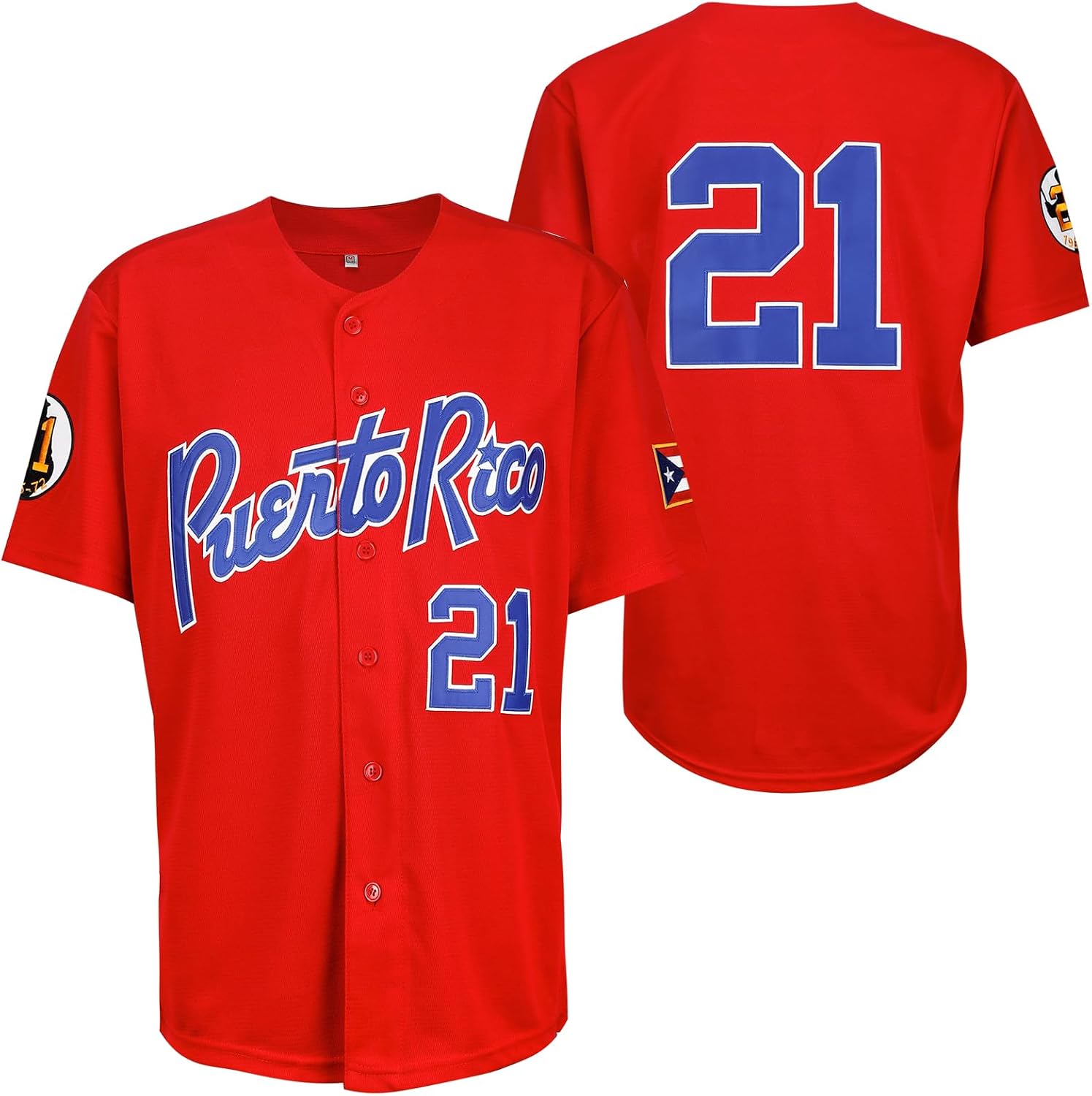 Men's Puerto Rico #21 Retro Baseball Jersey Classic Baseball Shirt Stitched