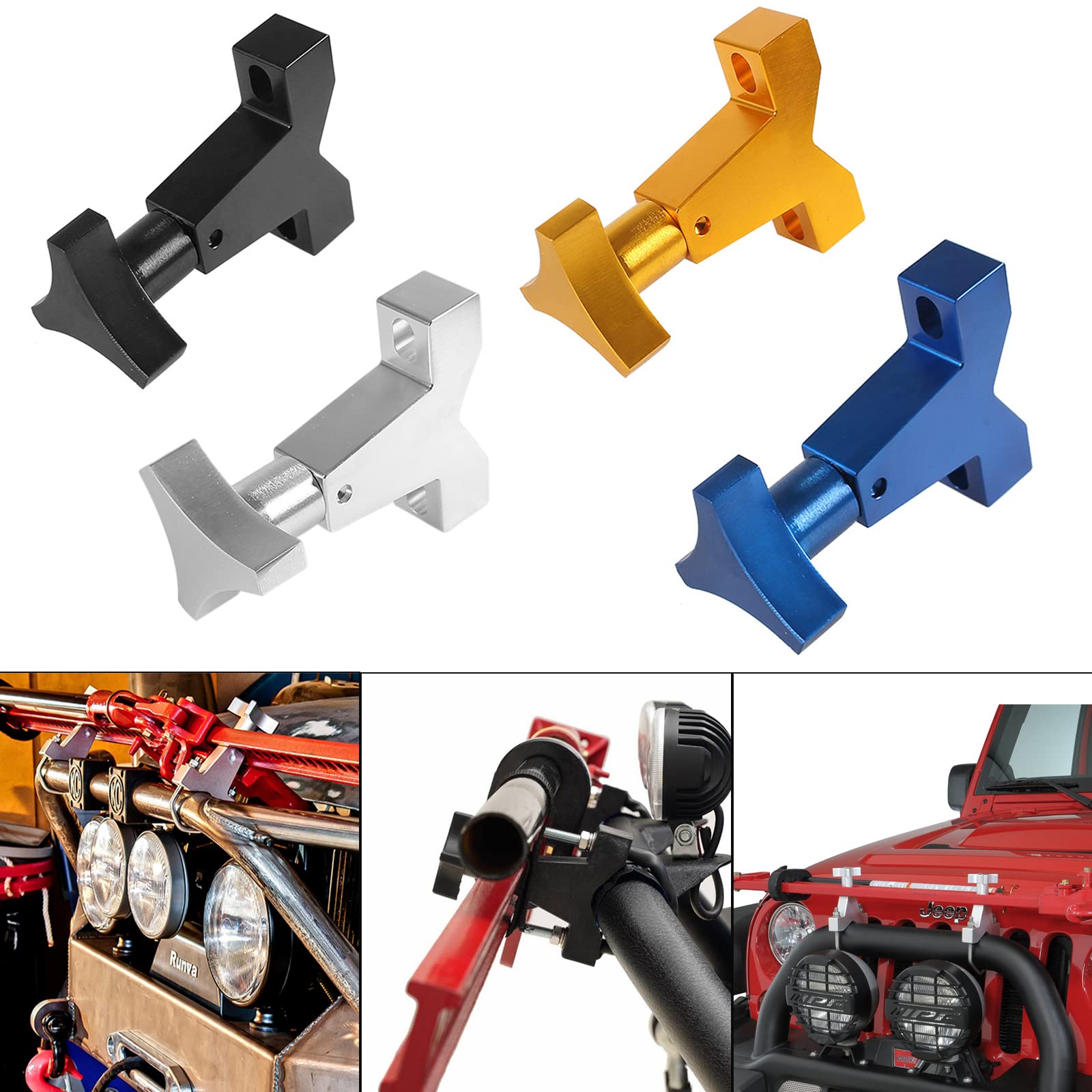 YESHMA High-Lift Jack Tube Mount 1-2.5" (Round/Square) Compatible with Tube Bumpers,Bull Bars,Roll Cages and Roof Racks (Black)