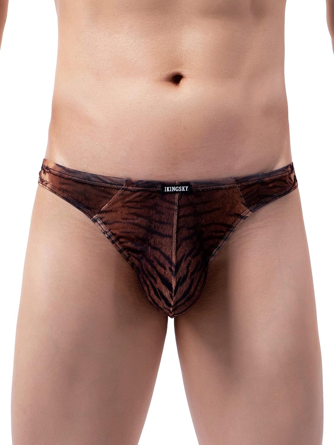 iKingsky Men's Tiger Stripes Thong Breathable T-back Underwear Low Rise Sporty Under Panties for Men - Image 2
