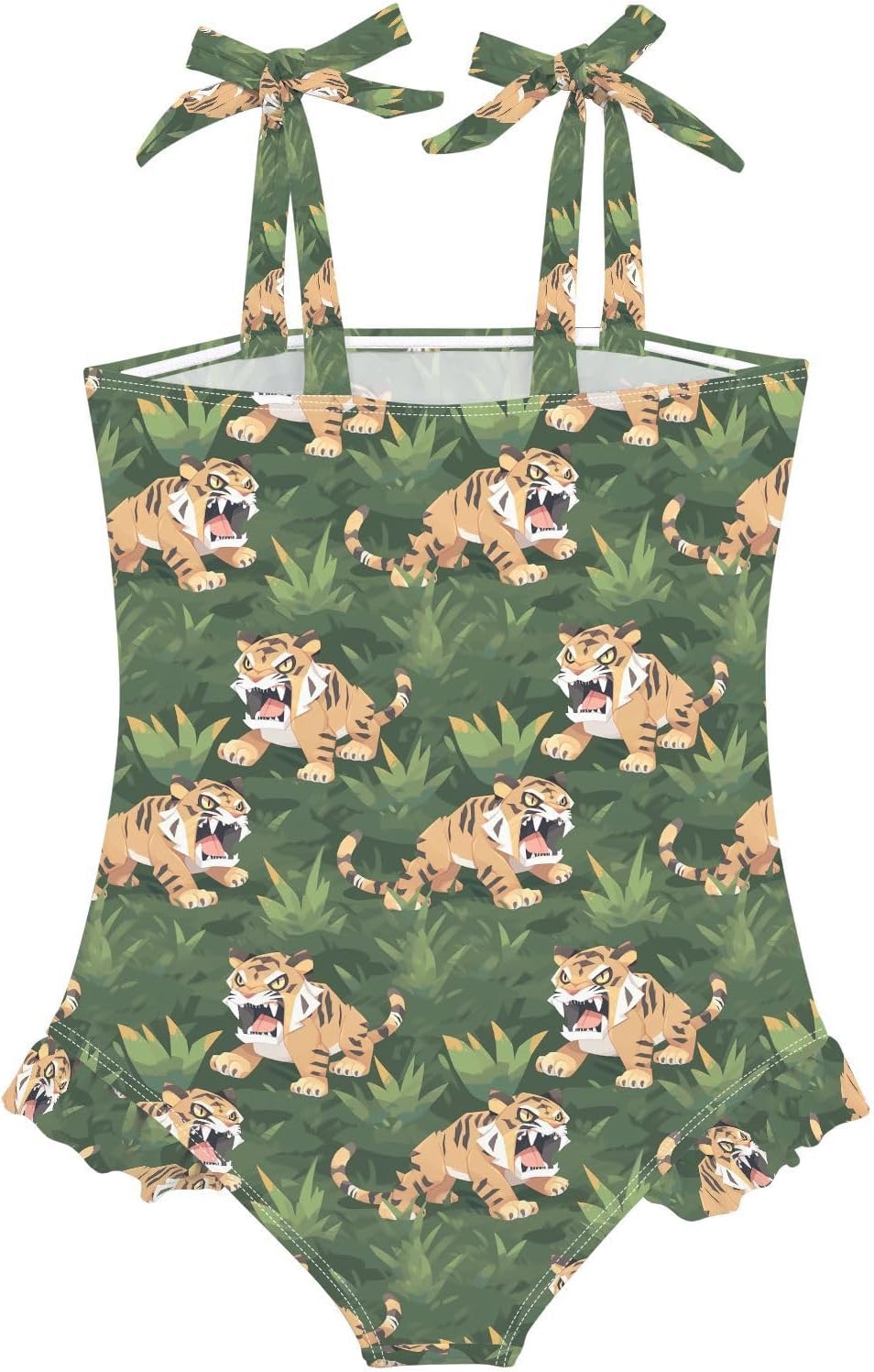 visesunny Toddler Girl Swimsuit Adjustable Strap Swimwear Saber-Toothed Tiger Meadow Bathing Suits for Girls 18M-6Y