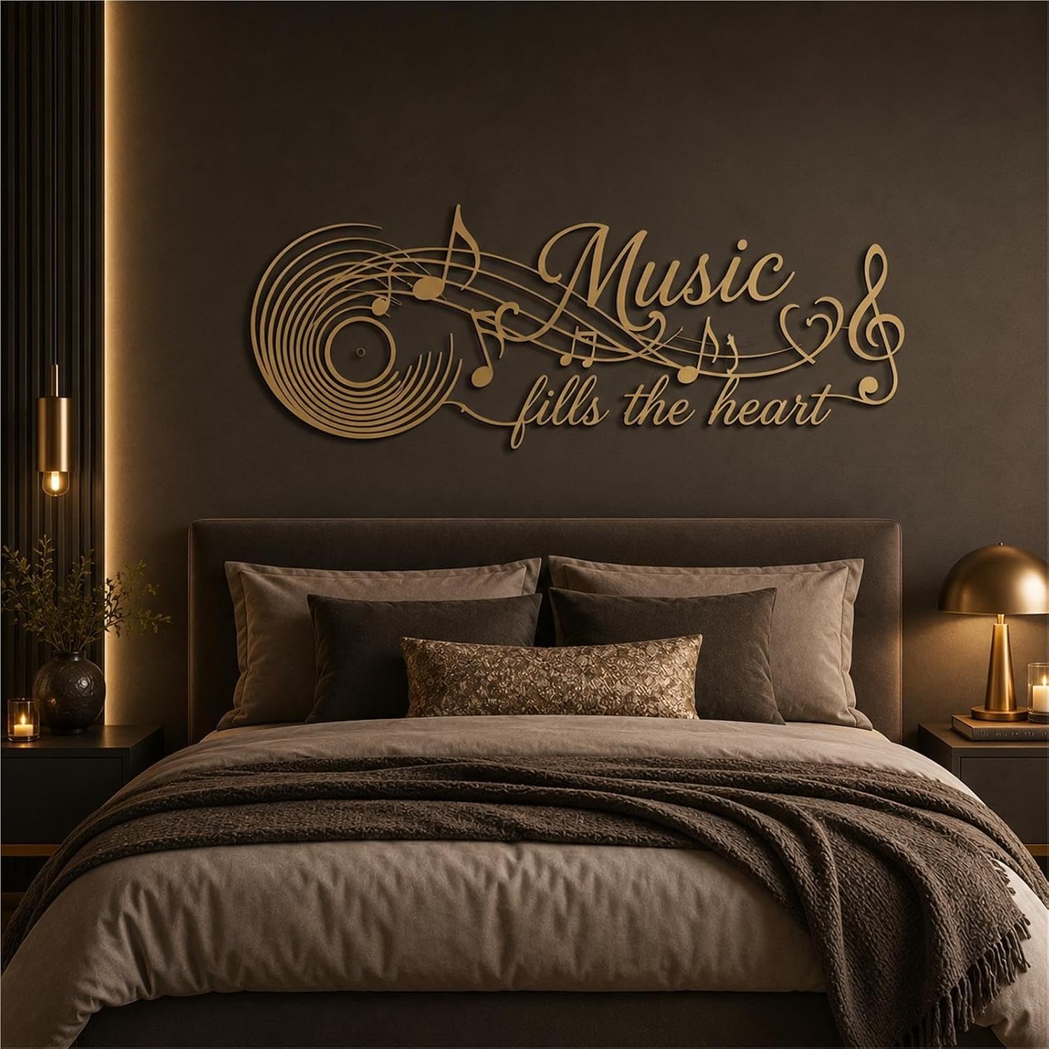 Music Notes Metal Wall Art, Vinyl Record Decor for Living Room