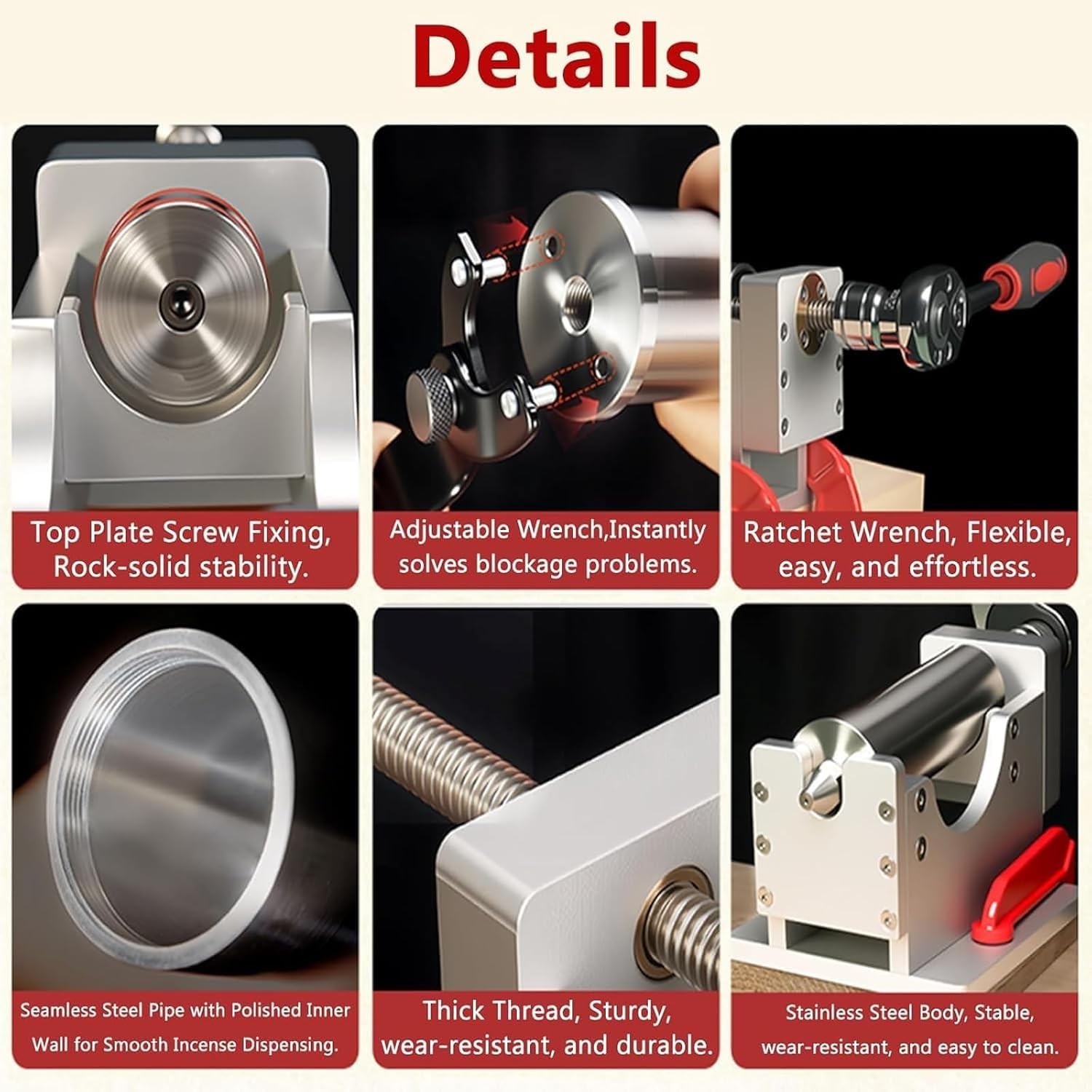 Macchina per la produzione di incenso manuale, in acciaio inox, strumenti fai da te con 4 piastre per stampi per incenso Buddha ed estrusione di argilla, set completo con accessori