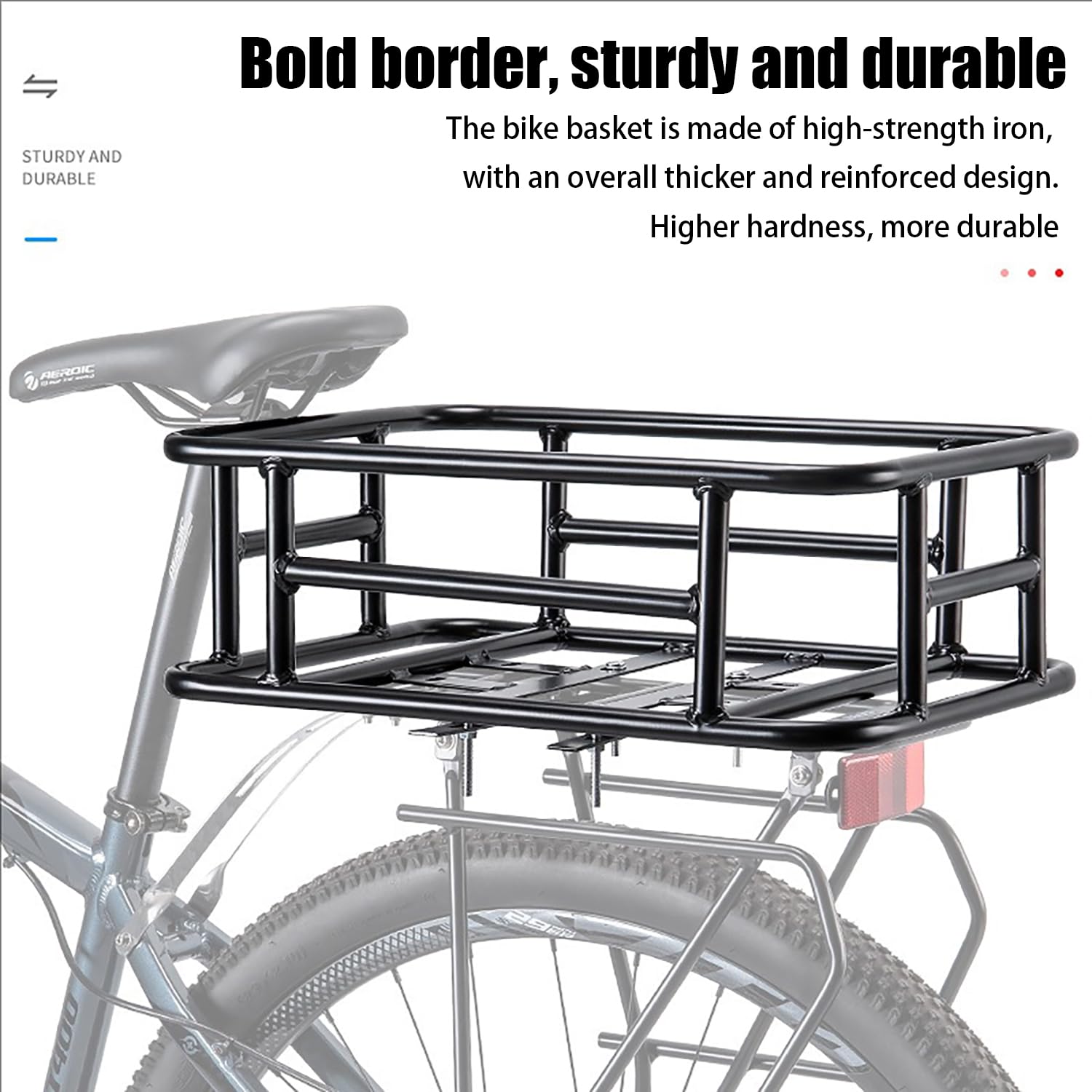Cesta Bicicleta Trasera，Gran Capacidad 43×33×15,5 Cm, con Una Carga Máxima De 50 Kg, Adecuado para La Mayoría De Bicicletas y Bicicletas Eléctricas, Fácil De Instalar, Incluye Accesorios, Color Negro