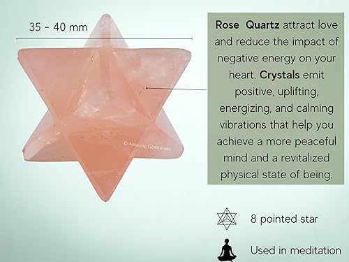 Miniatura 4 de Amazing Gemstone Cuarzo Rosa Merkaba Cristal - 1.5 Pulgadas Estrella Metafísica Merkaba para Meditación - Cristal Tetráedro Energético y Piedras