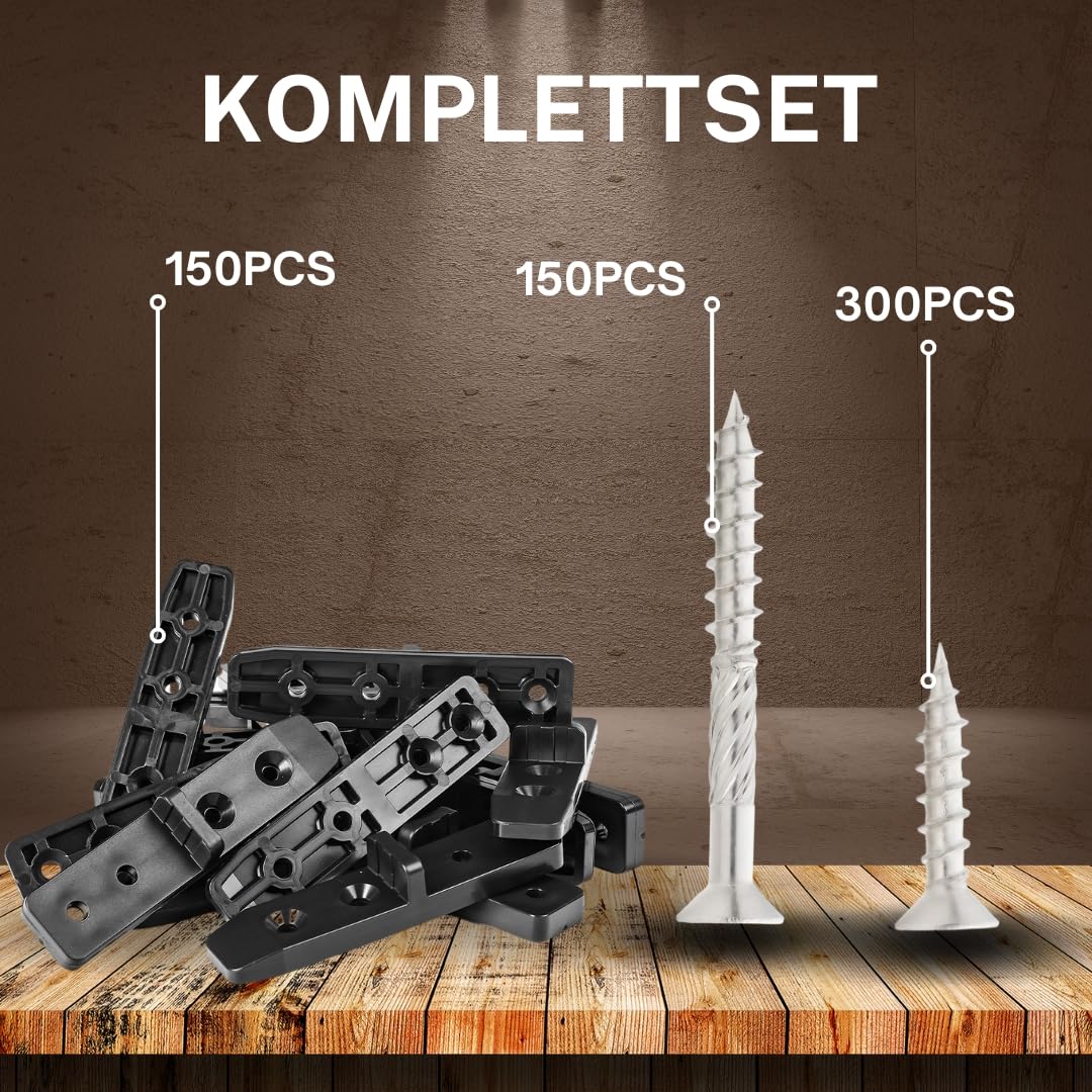 Tevotech Patio Connectors Set of 150 Including Screws for Wood and Decking Fixing Invisible with Stainless Steel Screws - Image 4