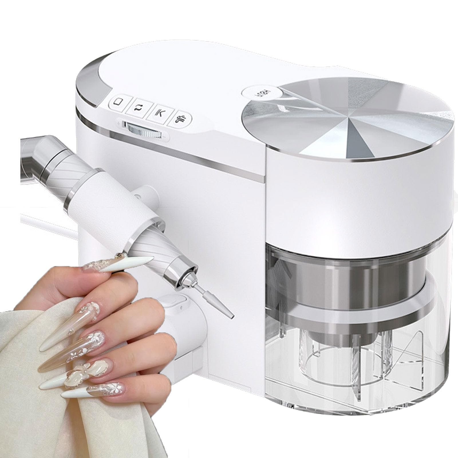 GLWABOMARS 200W 30000RPM 2-in-1 Professional Nail Drill Machine with Quiet Dust Collector Vacuum, Portable Manicure Pedicure Tool for Acrylic & Gel Nail Removal, for Salon & Home Use